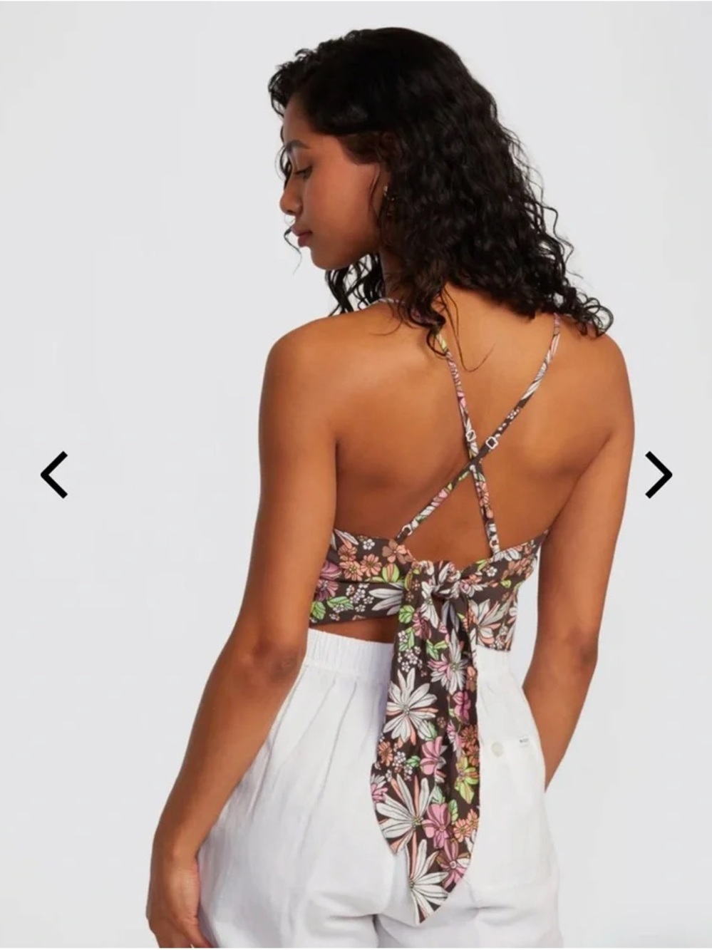 RVCA Brown Floral Crop Tank